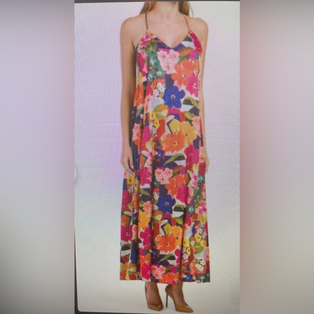 Nicole Miller Watercolor Floral Satin Dress